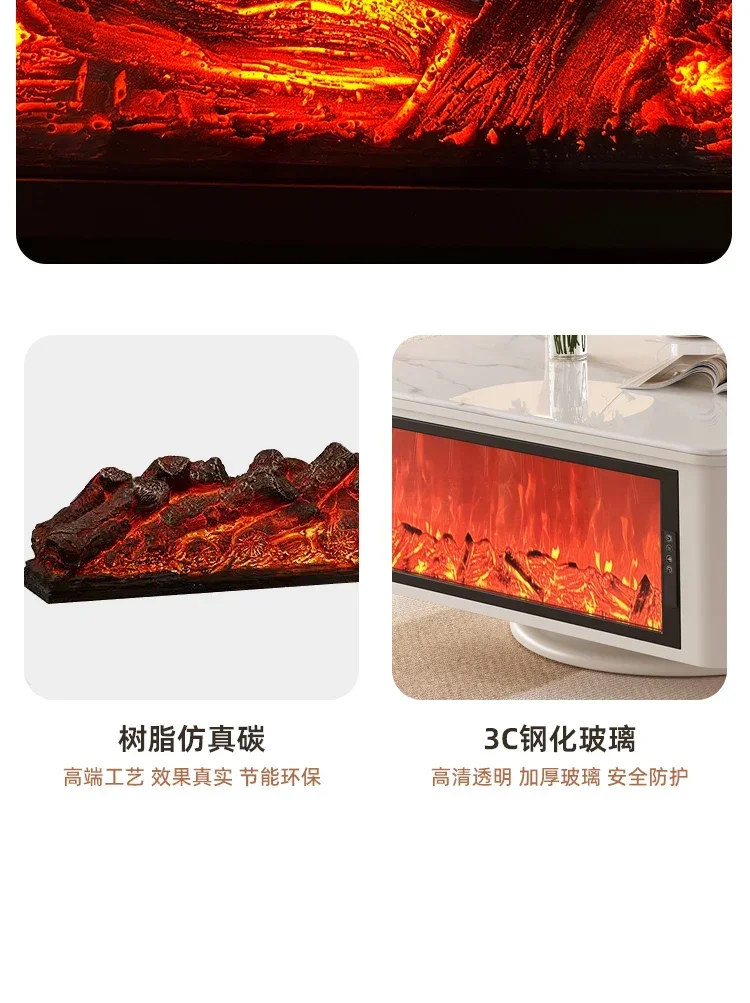 Living Room 3D Electronic Fireplace Decoration Simulation Flame Integrated Square Creative Coffee Table Multi-Function
