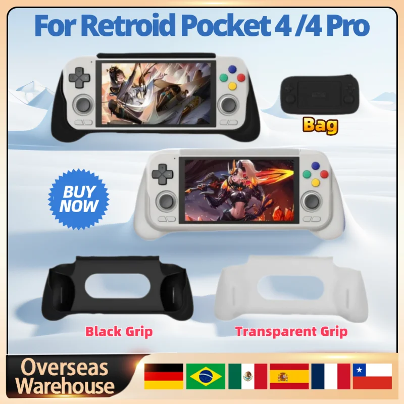 Black Transparent Grip And Bag For Retroid Pocket 4 /4 Pro  Handheld Game Console Carry Video Game Console Case Retro  Grip Gift