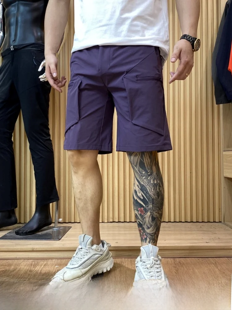 

Trendy Line Quick Dry Breathable Summer Men's Outdoor Casual Loose Fit Shorts Fashionable Urban Style Straight Leg