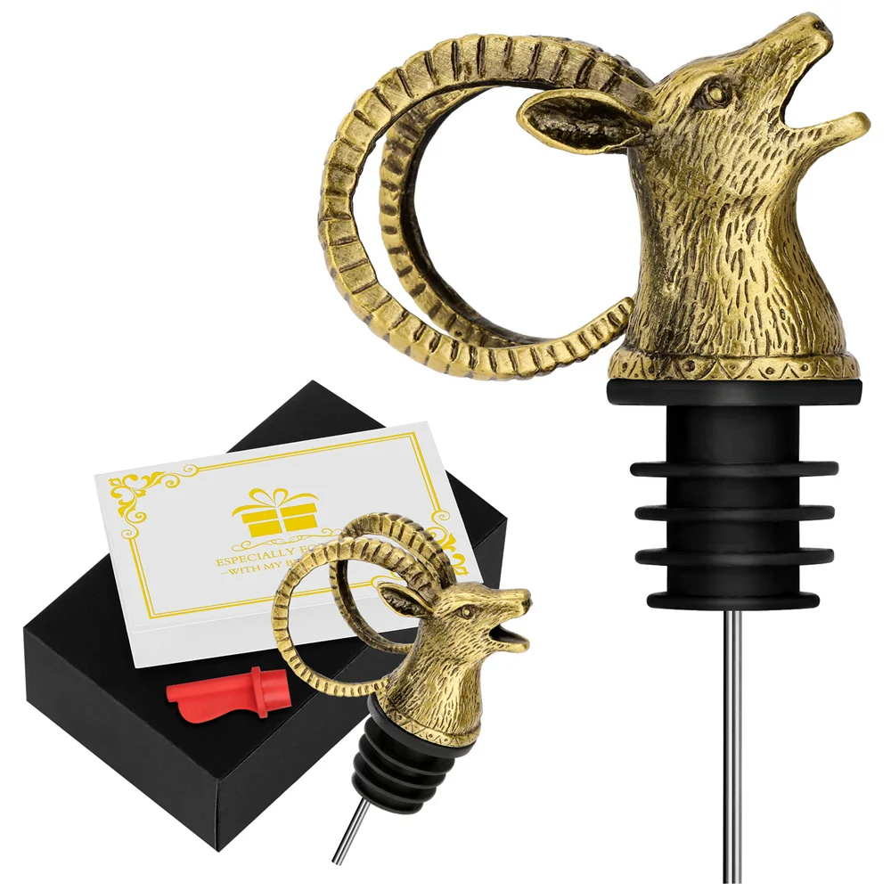 Wild Bighorn Sheep Head 2-In-1 Wine Bottle Pourer and Stopper Unique Wine Gift Saver Accessories Wine Aerator Liquor Bottle Plug