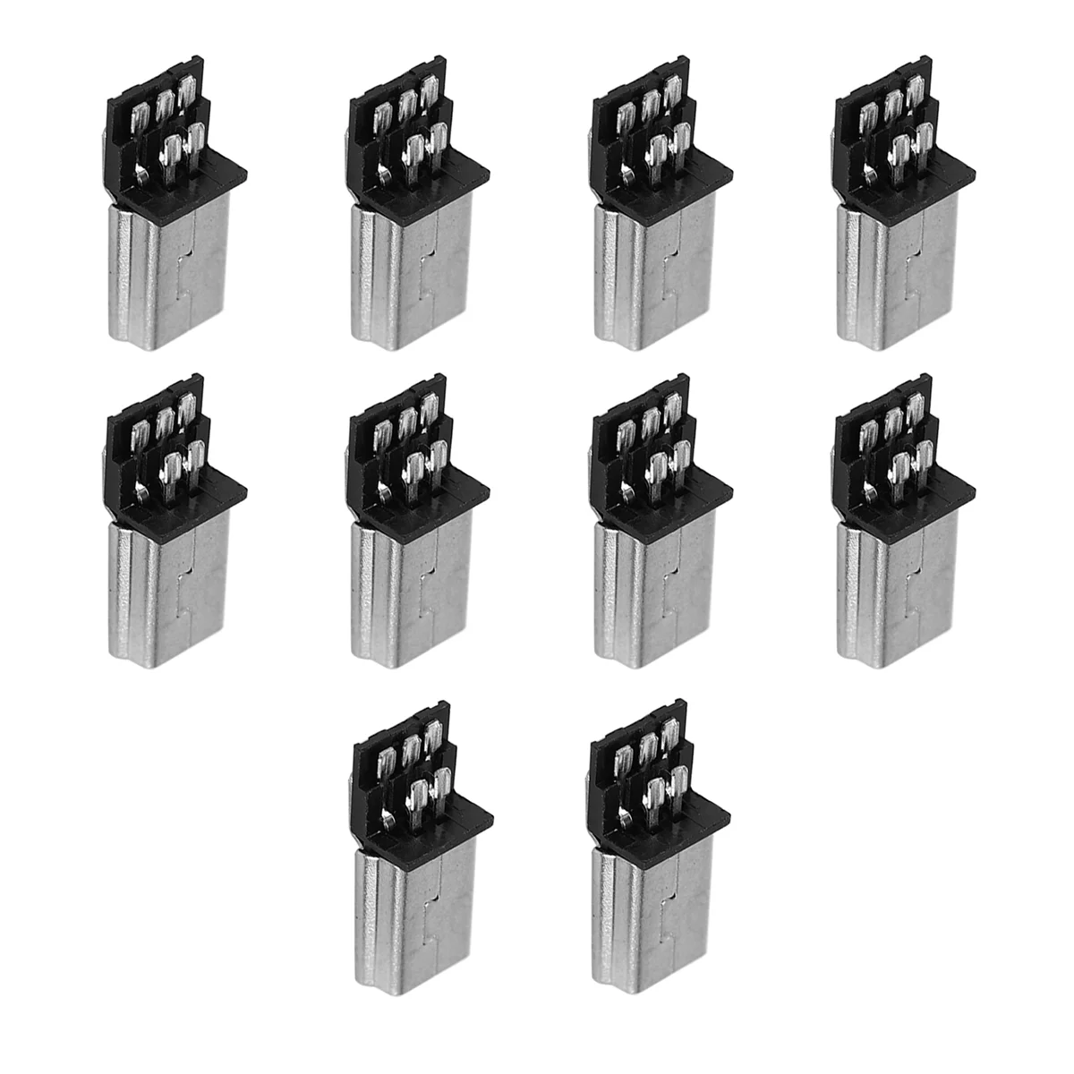 B66C 10 pezzi Mini USB 5 pin spina maschio connettore SMT fai da te tono argento grigio scuro