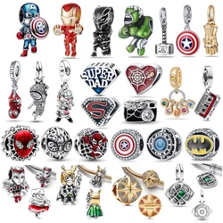 Disney Marvel Spider-Man 925 Silber Charm Superman Perlen passen original Pandora Armband Anhänger weibliche Ohrringe Ringe Schmuck