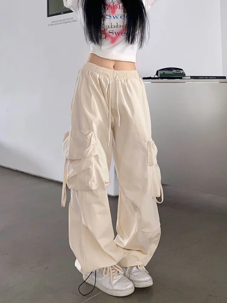 

Work Trousers Solid Wide Leg Straight Casual Pant Spring Autumn Y2K Street Wear Cargo Pants for Women Korean Harajuku Fashion