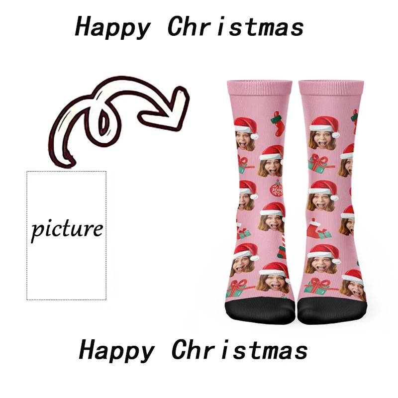 Unisex Christmas custom socks 3D printing custom face socks fun pictures personalized socks fashion Christmas gift socks