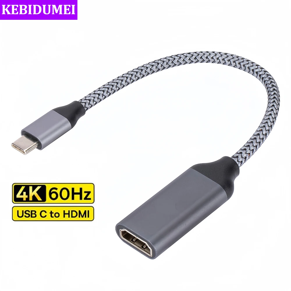 USB C to HDMI Cable 4K@60Hz Type C to HDMI-Compatible Converter HDTV Cable for PC Laptop MacBook Air iPad USB-C HDMI Adapter