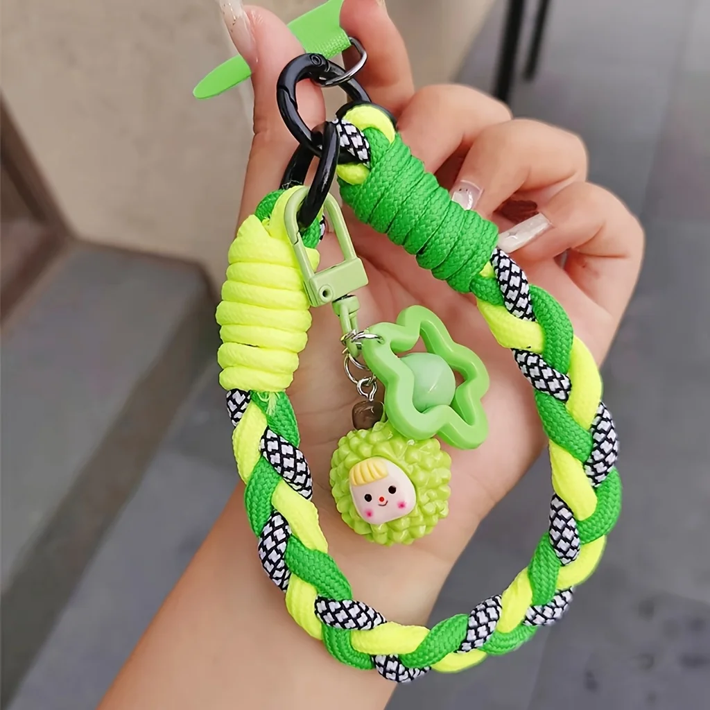 

Cute Cartoon Phone Lanyard, Hand-Woven Wrist Strap, 3-Color Anti-Drop Neck Cord & Hand Rope for All Smartphones