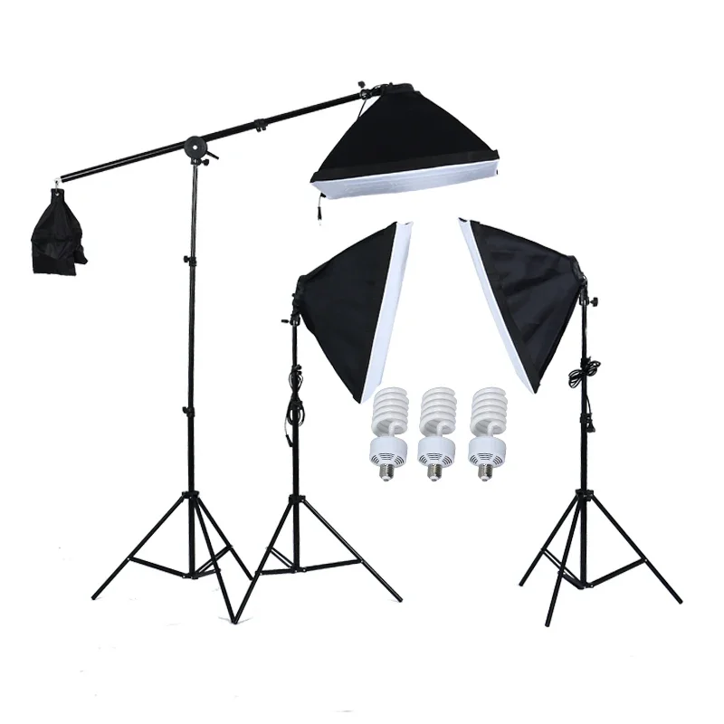 Photo studio light photography equipment reflect Black silver Gold umbrella and Soft Box Kit