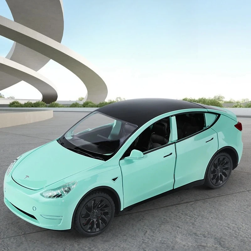 

Металлическая модель автомобиля Tesla Model Y 1:24, высокодетализированная, со звуком и светом, откатным механизмом, коллекционная, детская игрушка, подарок