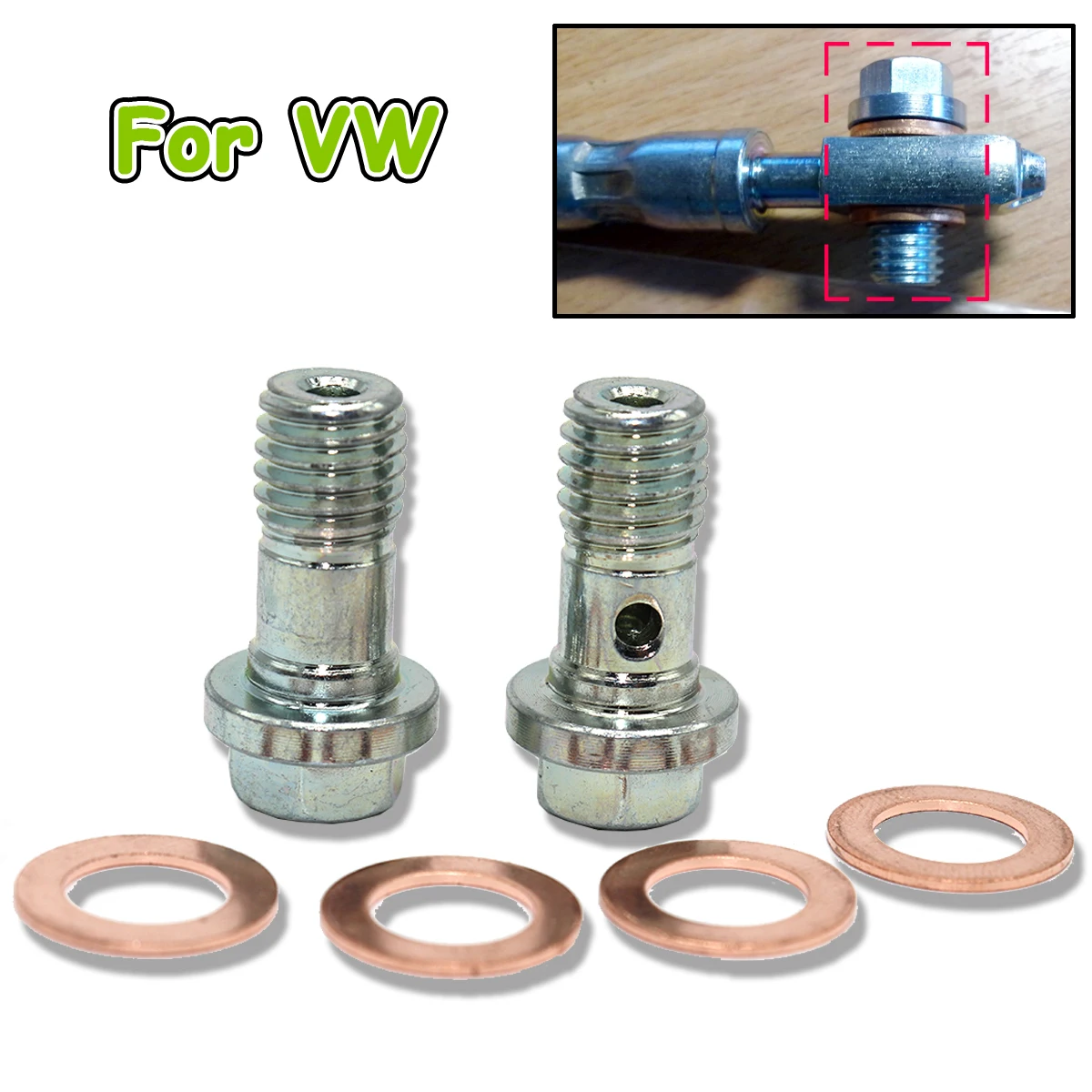 

Front Left Right Caliper Hose Lines Banjo Fittings Bolts Copper Sealing Crush Washers Repair Kit For VW Golf MK3 MK4 MK6 MK7