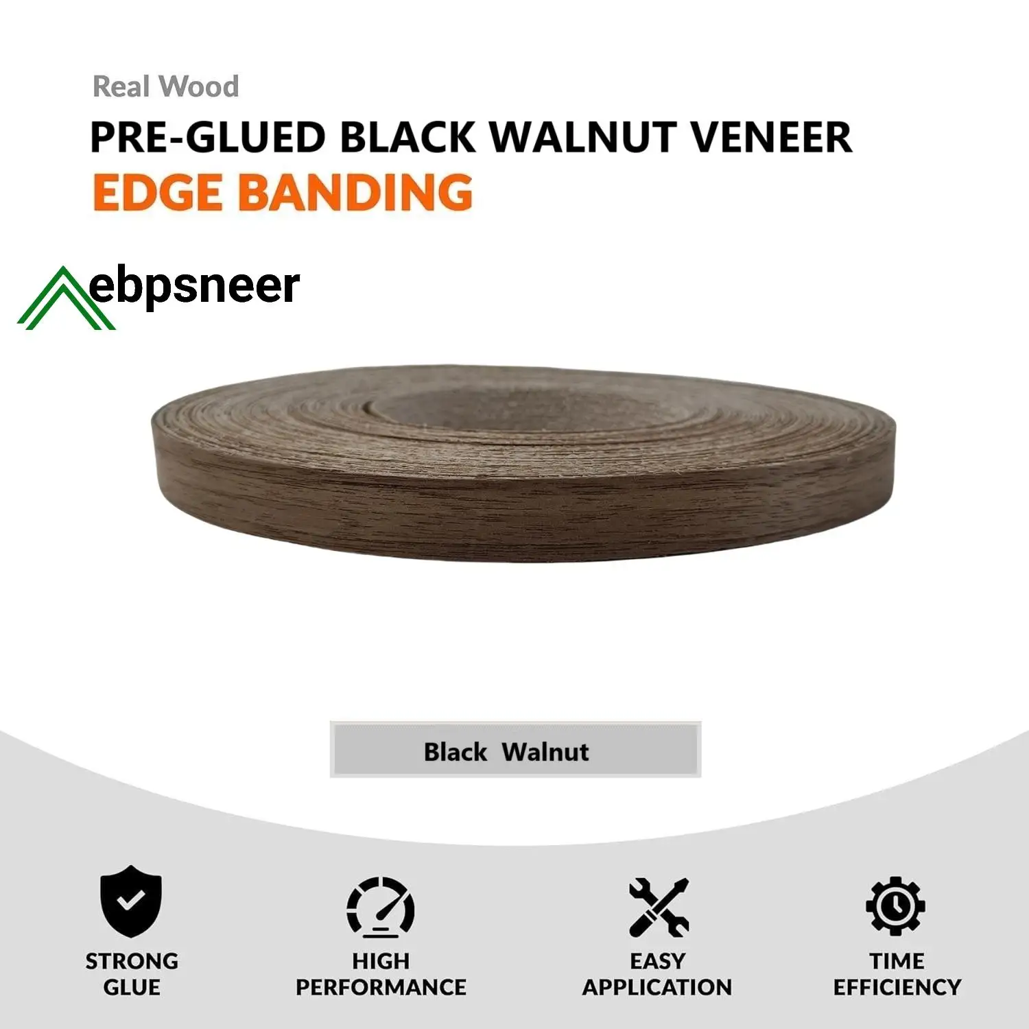 Pre-glued Black Walnut Wood Veneer Edge Banding Roll, Iron On Edging Band Backed Hot Melt Adhesive Tape For Furniture Renovation