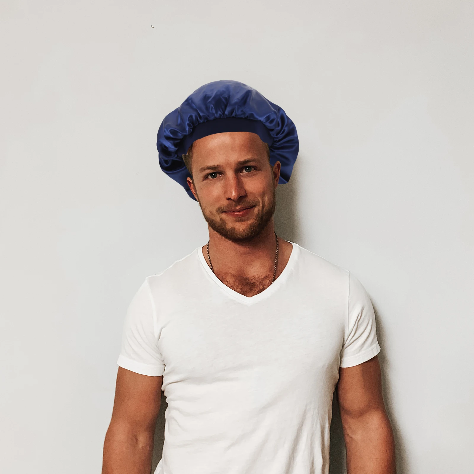 Long Satin Men's Sleeping Hat Elastic Brim Durable Comfortable Hair Care Bonnet for Home Women Hair Wrap