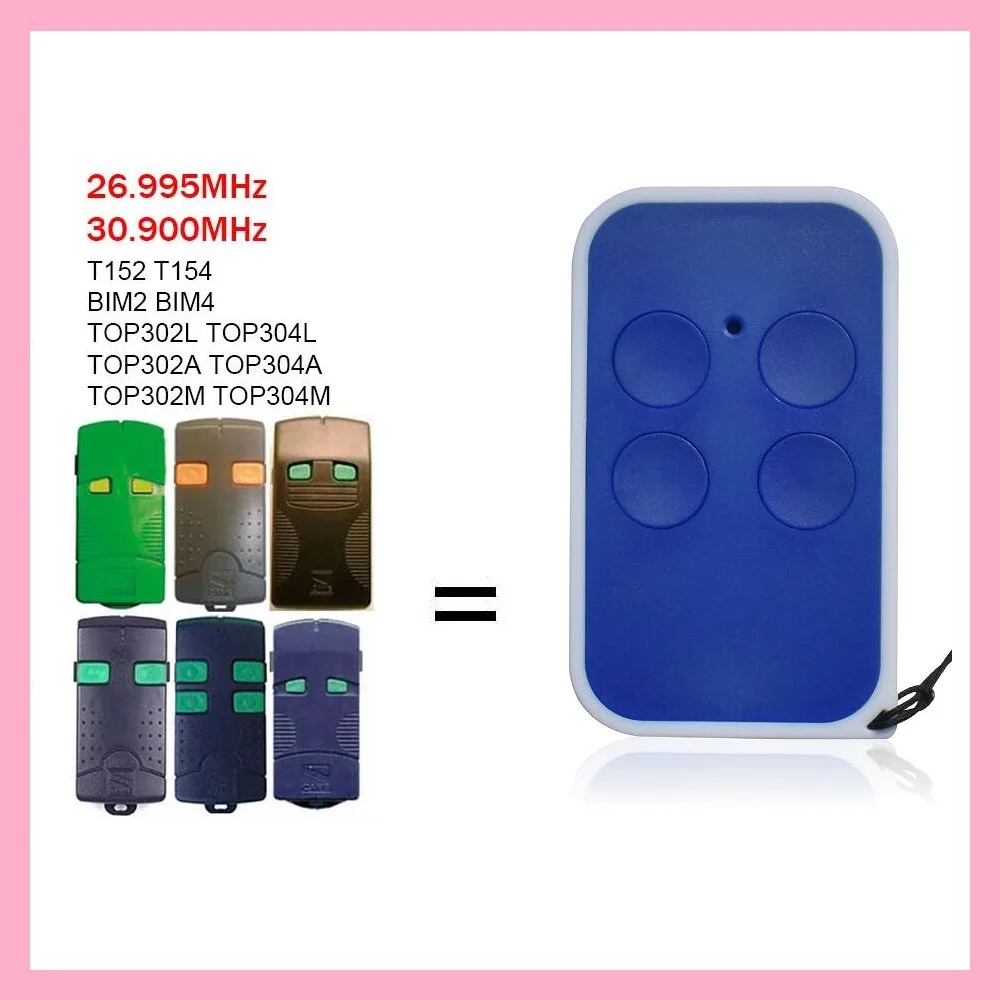 TOP302A TOP302M TOP304A TOP304M TOP302L TOP304L T152 T154 BIM2 BIM4 Garage Door Remote Control 26.995MHz 30.900MHz Fixed Code