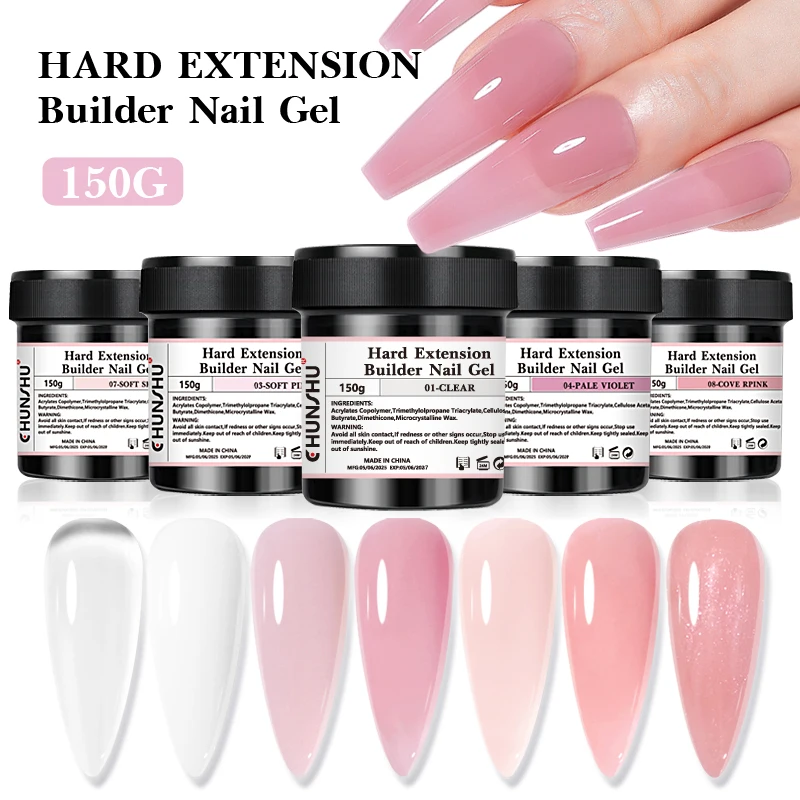CHUNSHU 150 مللي جل منشئ أبيض حليبي لتمديد الأظافر التسوية الذاتية هلام الصلب تعزيز التمويه جيل للأظافر