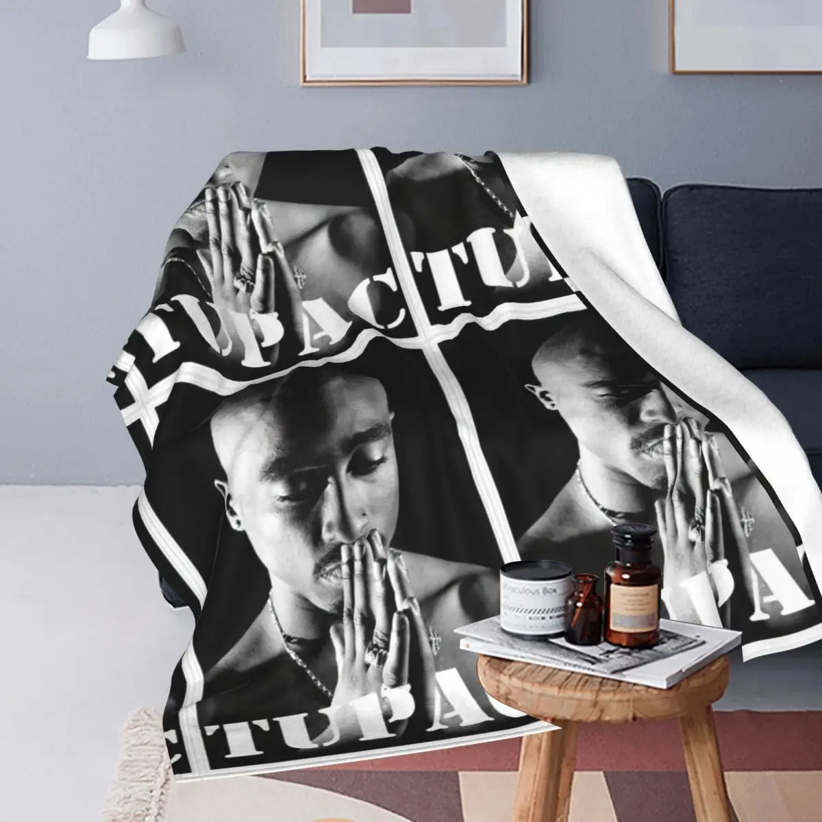 2PAC Blankets Flannel Rapper Music Lightweight Throw Blanket for Car Sofa Couch Bedspread