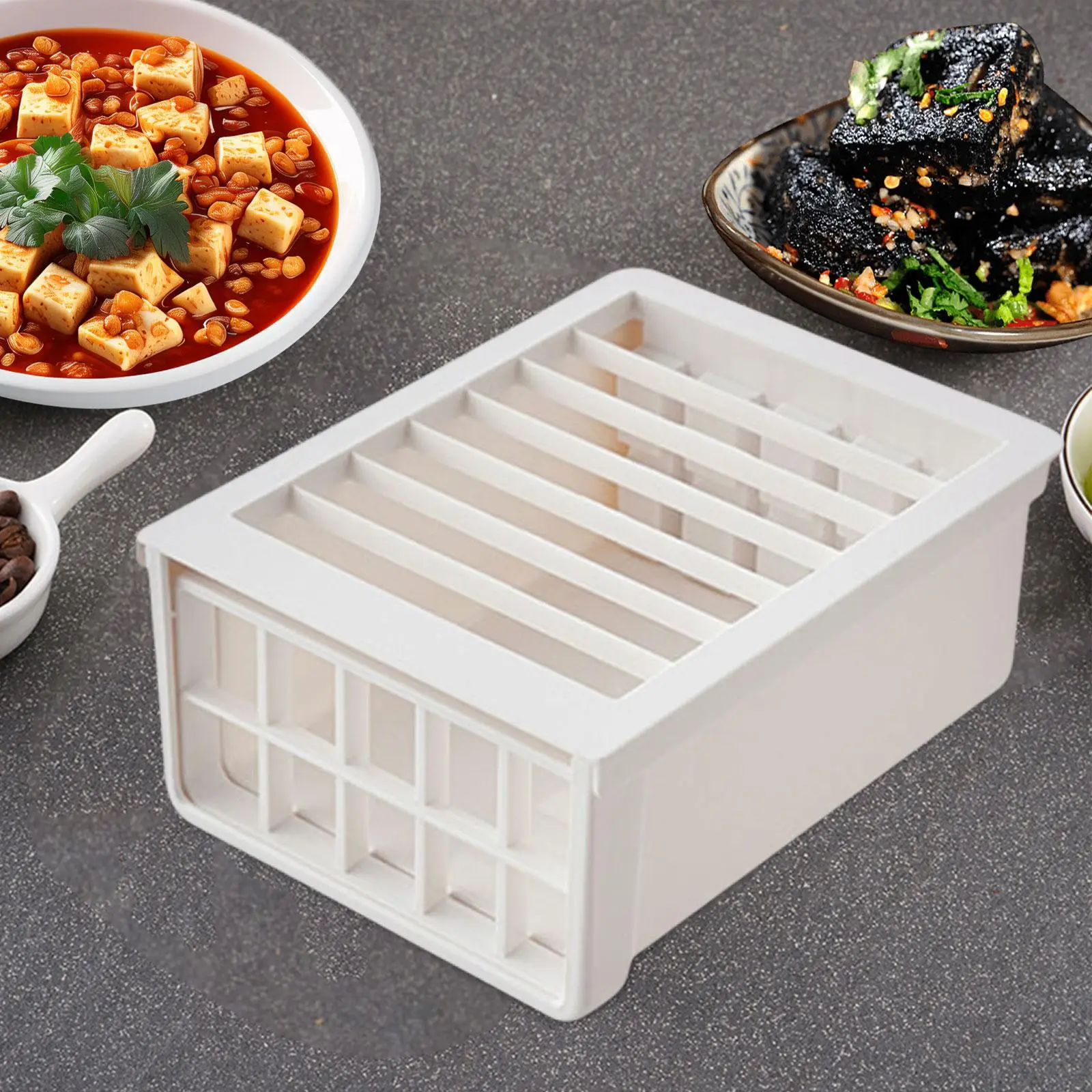 Manual Tofu Cutter Kitchen Gadget Press Tool Multifuncitonal Tofu Block Box for Camping Dinner Family Gatherings Kitchen Party