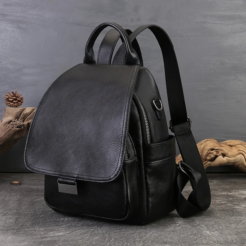 Nesitu Highend Vintage Coffee Brown Black Top Grain Genuine Leather Women Backpack Cowhide Female Shoulder Travel Bag Lady M8115