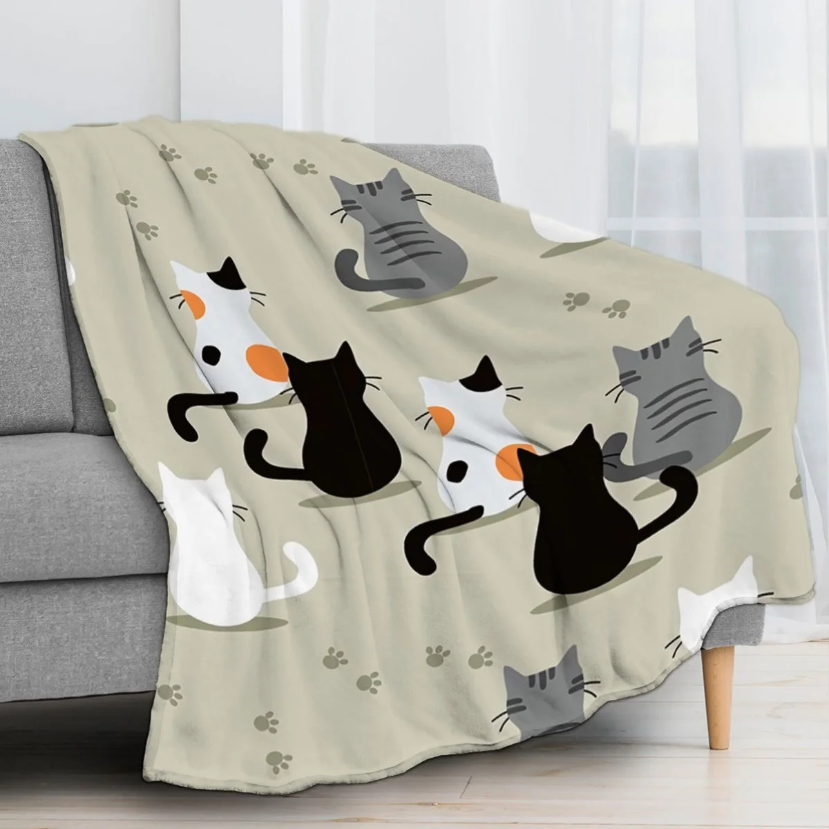 Blanket with a Cat Pattern, Perfect for Bringing Warmth to Your Home. It Makes a Great Gift for Family And Friends
