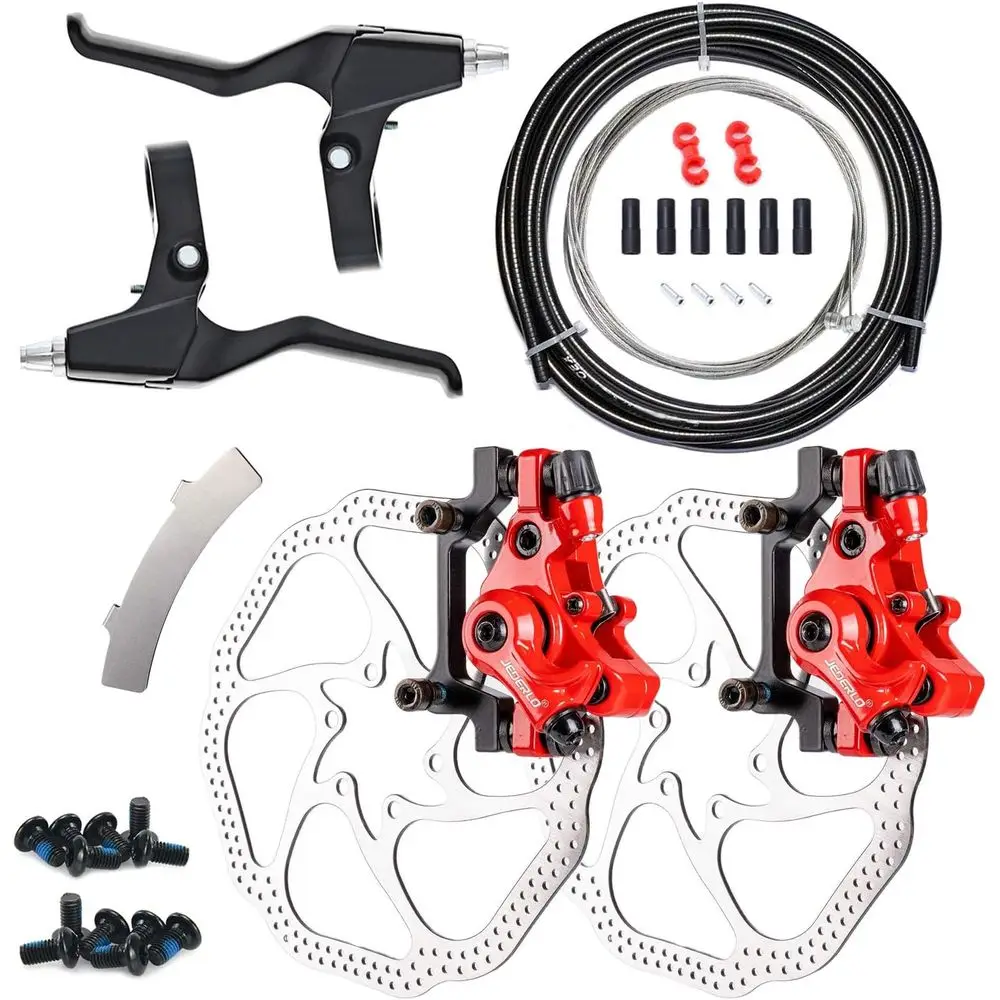 

Complete Bike Disc Brake Set: Front & Rear Calipers, Cables, Levers, 160mm Rotors, Accessories