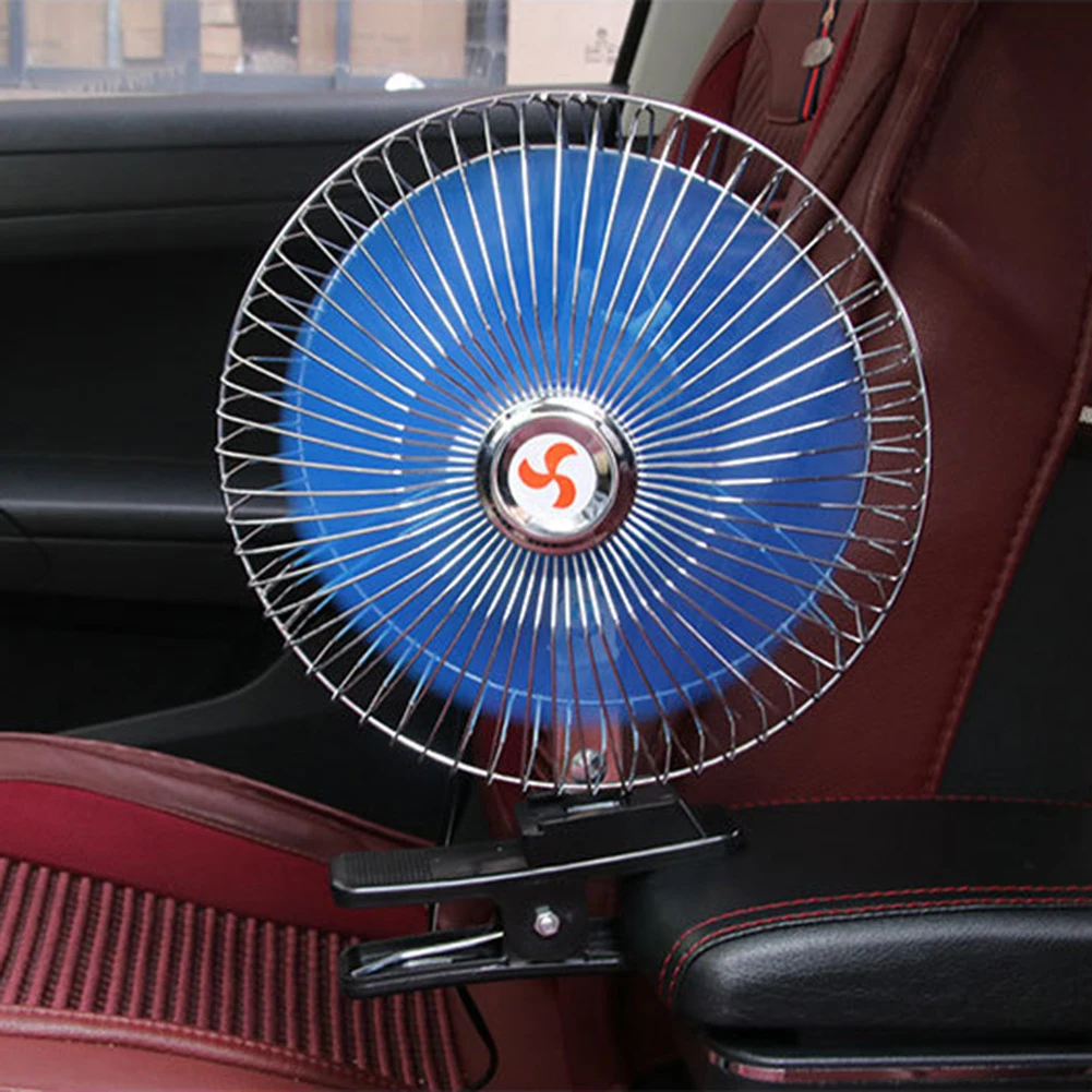 

8 Inch 12V/24V 15W Truck Vehicle Air Cooler Low Noise Adjustable Clip-On Car Fan Oscillating Auto Cooling Fan with Clip Rotation