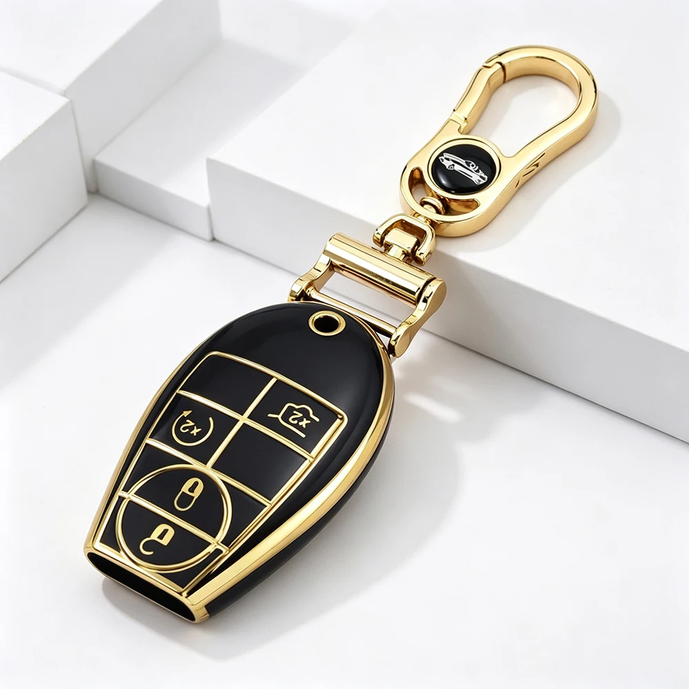 4 Buttons TPU Smart Remote Car Key Fob Shell Case for Chrysler Town & Country Dodge Caravan Journey Keychain Protector