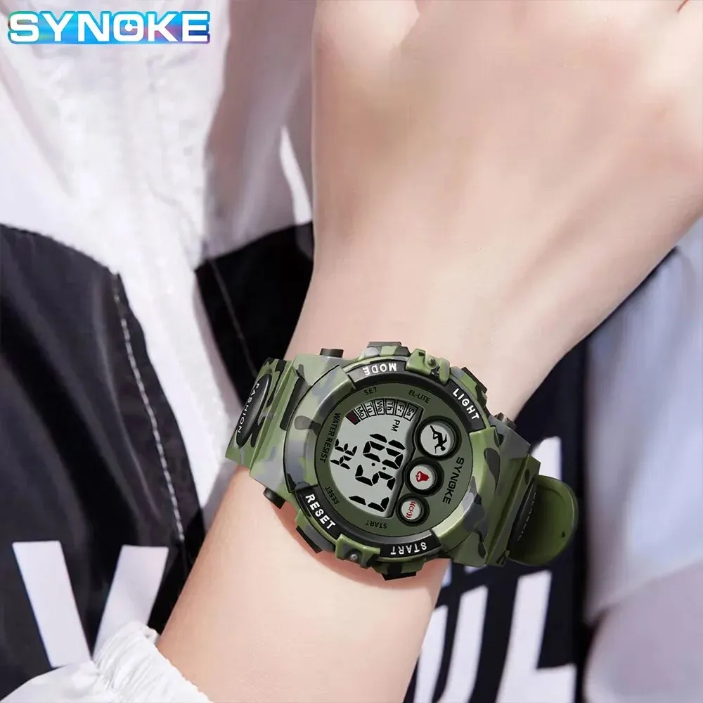 SYNOKE Student Sport Watches For Kids Colorful Electronic Watches 50M Waterproof Clock Children Digital Watch For Boys Girls