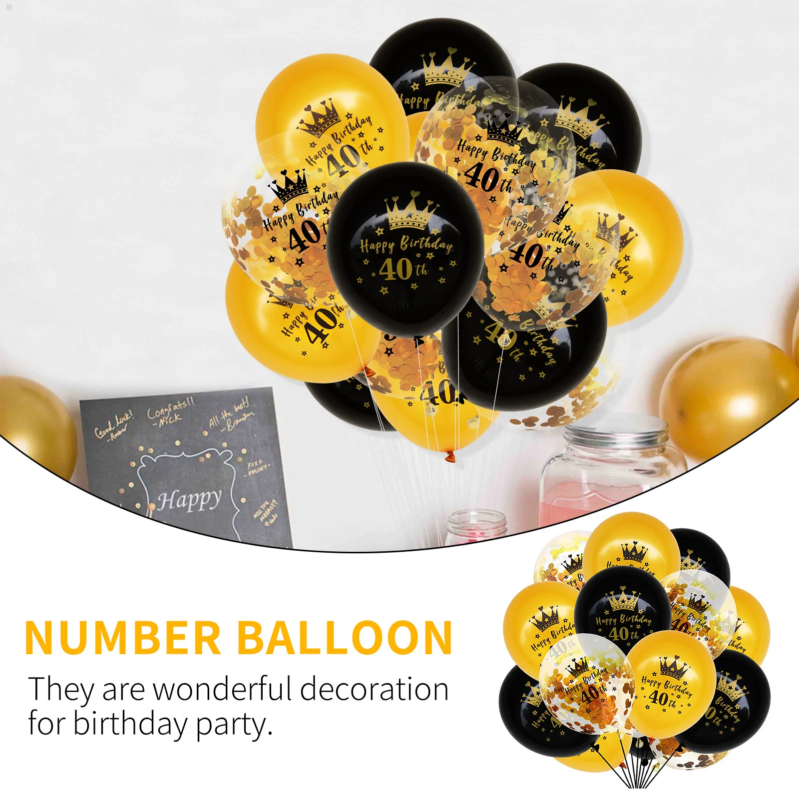 

15pcs Birthday Latex Balloons Number Printing Confetti Set Decorations Reusable Wall Door Window Ceiling Hanging Party