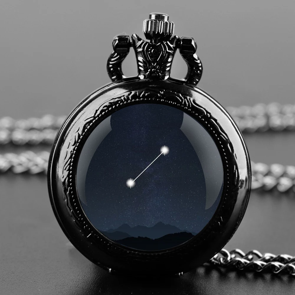 Canis Constellation Romantic Gifts Vintage Arabic Numerals Quartz Pocket Watch Necklace Pendant Clock Chain Men Women Gift