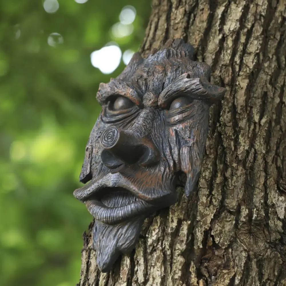 

Resin Nottingham Wood Spirit Tree Sculpture Funny Realistic Artificial Face Tree Pendant Cartoon Simulation Face Decoration