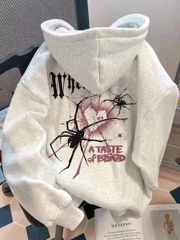 25 Autumn Winter Best-selling Trend Spider Print Men Women Hooded Sweatshirt Daily Outdoor Vacation Casual Loose Warm Sportswear