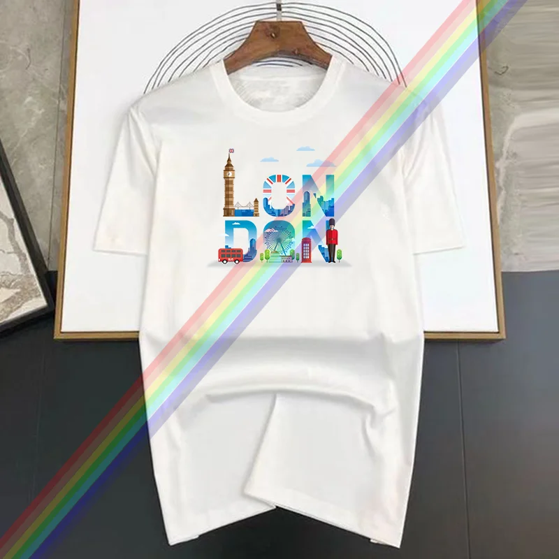 Summer Men's clothing Cartoon London Letters Printed T-shirt Men's Sports T-shirt Fashion Connector Y2K Men's T-shirt