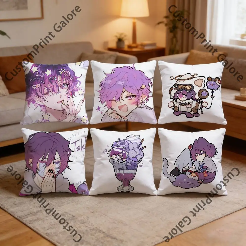 

U-Uki V-Violeta Polyester Printed Pillow Cover Square 30 35 40 45 50 55 cm Soft for Sofa Bed Car Home Decor