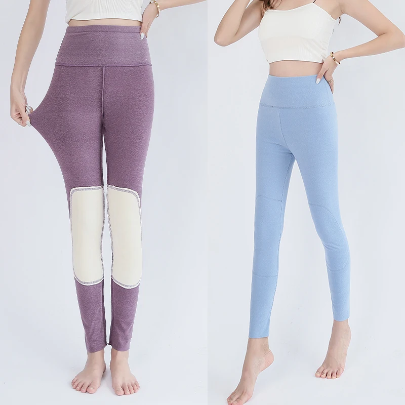 Pantalon taille haute Double face pour femme, vêtement chaud d'hiver, Protection des genoux, taille haute, automne