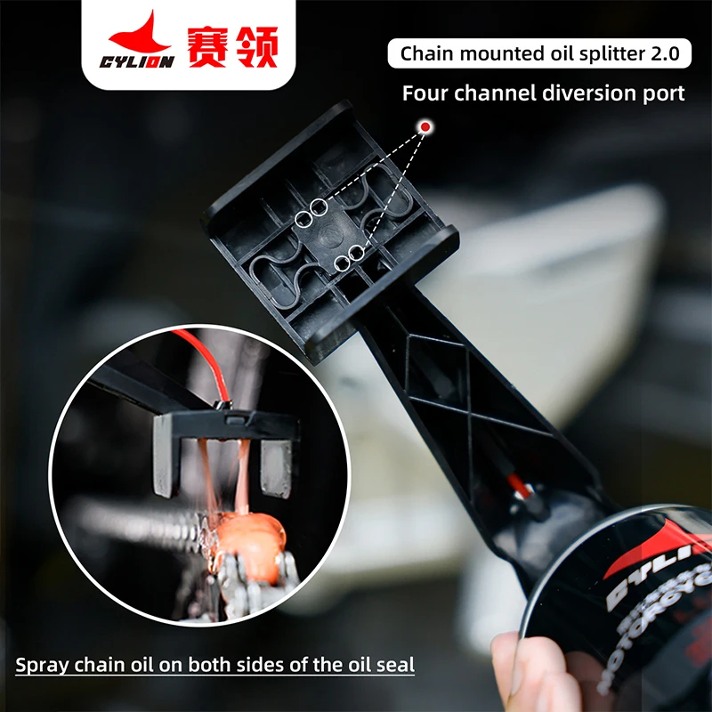 Versione aggiornata Oliatore per catena per moto Spray Lubrificante Strumento per oliatore Catena senza disordine Detergente per catena di cera Accessorio Applicatore di olio per catena