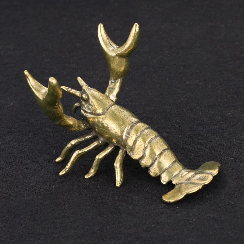 1Pc Vintage Brass Crayfish Ornament Animal Pen Holder Home Desktop Decoration Crafts Collections Lobster Figurines Tea Pets