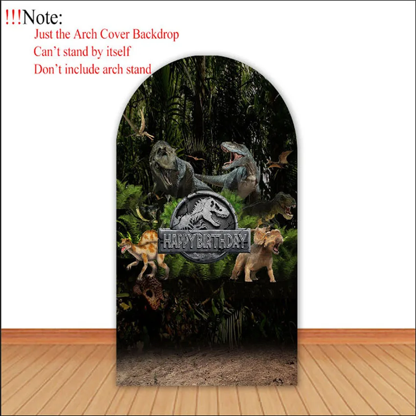 

Mehofond Custom 2-Sided Jungle Wild AnimalsSafari Dinosaur Boys Birthday Party Covers Chiara Arch Wall Background Decor Backdro