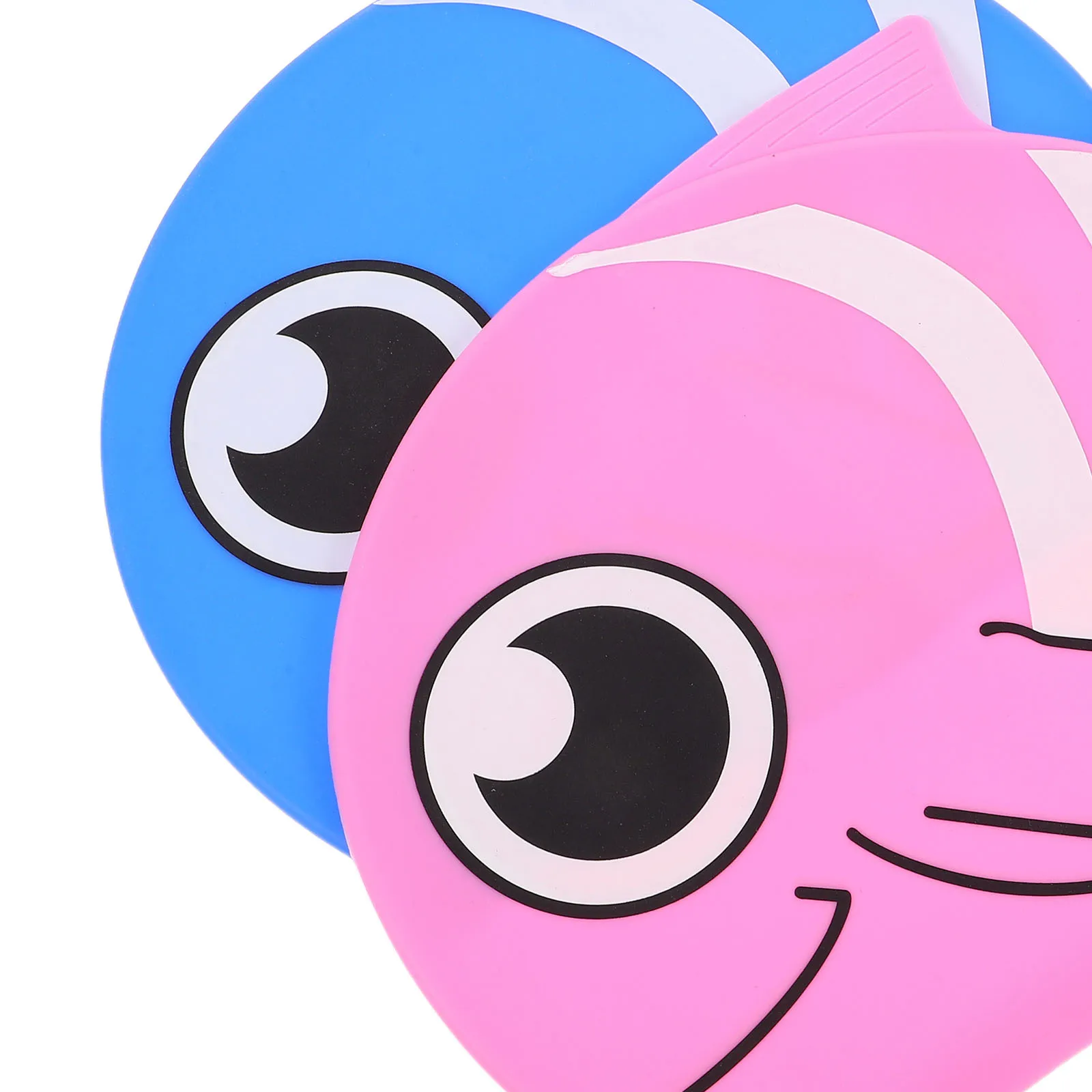 قطعتان من قبعات السباحة المصنوعة من السيليكون على شكل سمكة كرتونية لغطاء السباحة المقاوم للماء لحماية الشعر في حمام السباحة