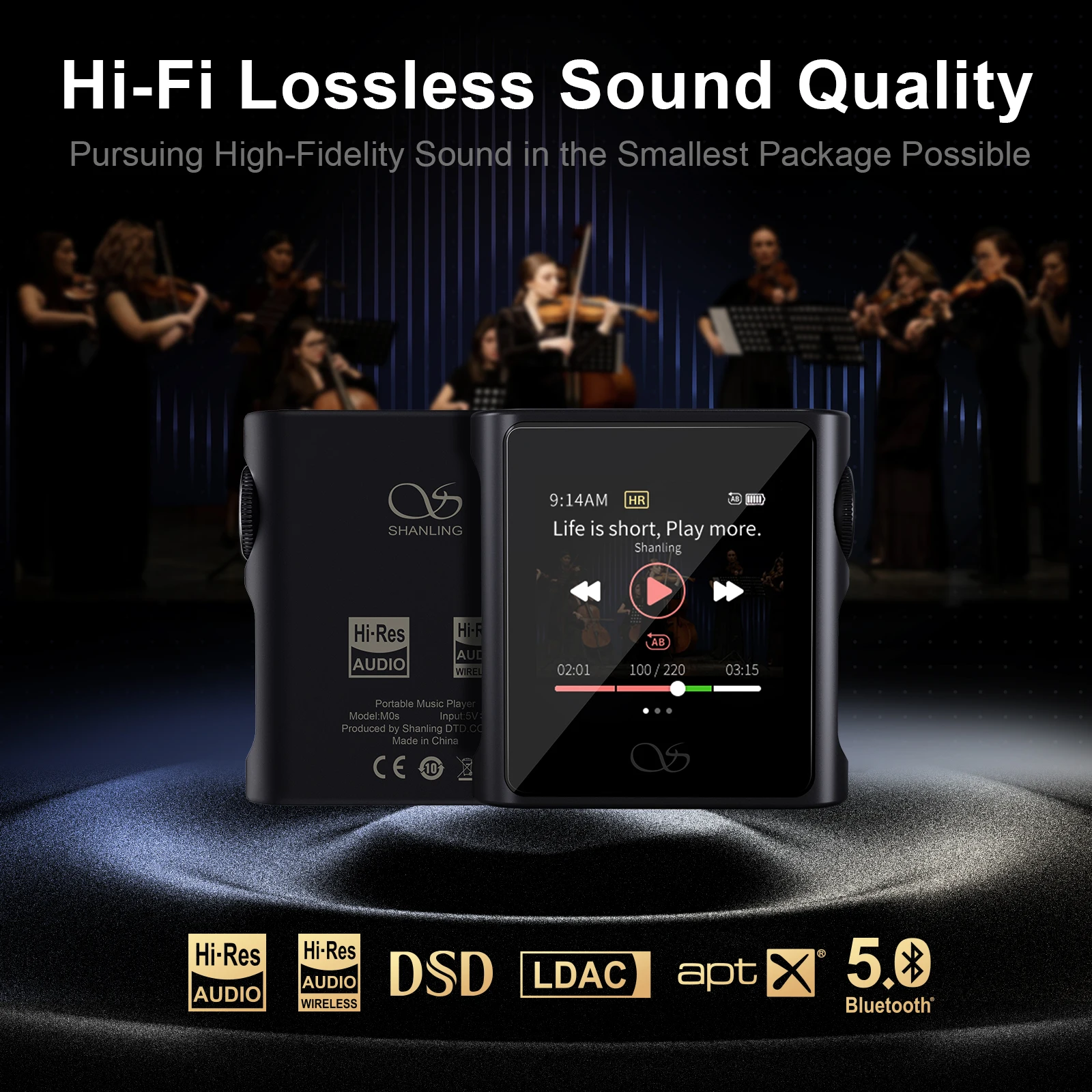 SHANLING M0S reproductor de música de Audio de alta resolución MP3 CS43131 USB DAC AMP bidireccional Bluetooth 5,0 LDAC/aptX/AAC/SBC PCM384 DSD128