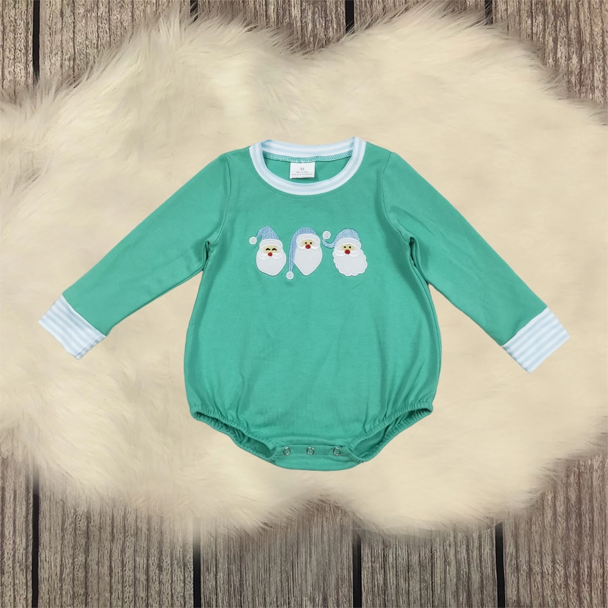 

Infant Christmas Embroidery Santa Clothing Kids Children Long Sleeves Baby Boy Cotton Jumpsuit Newborn Toddler Romper Wholesale