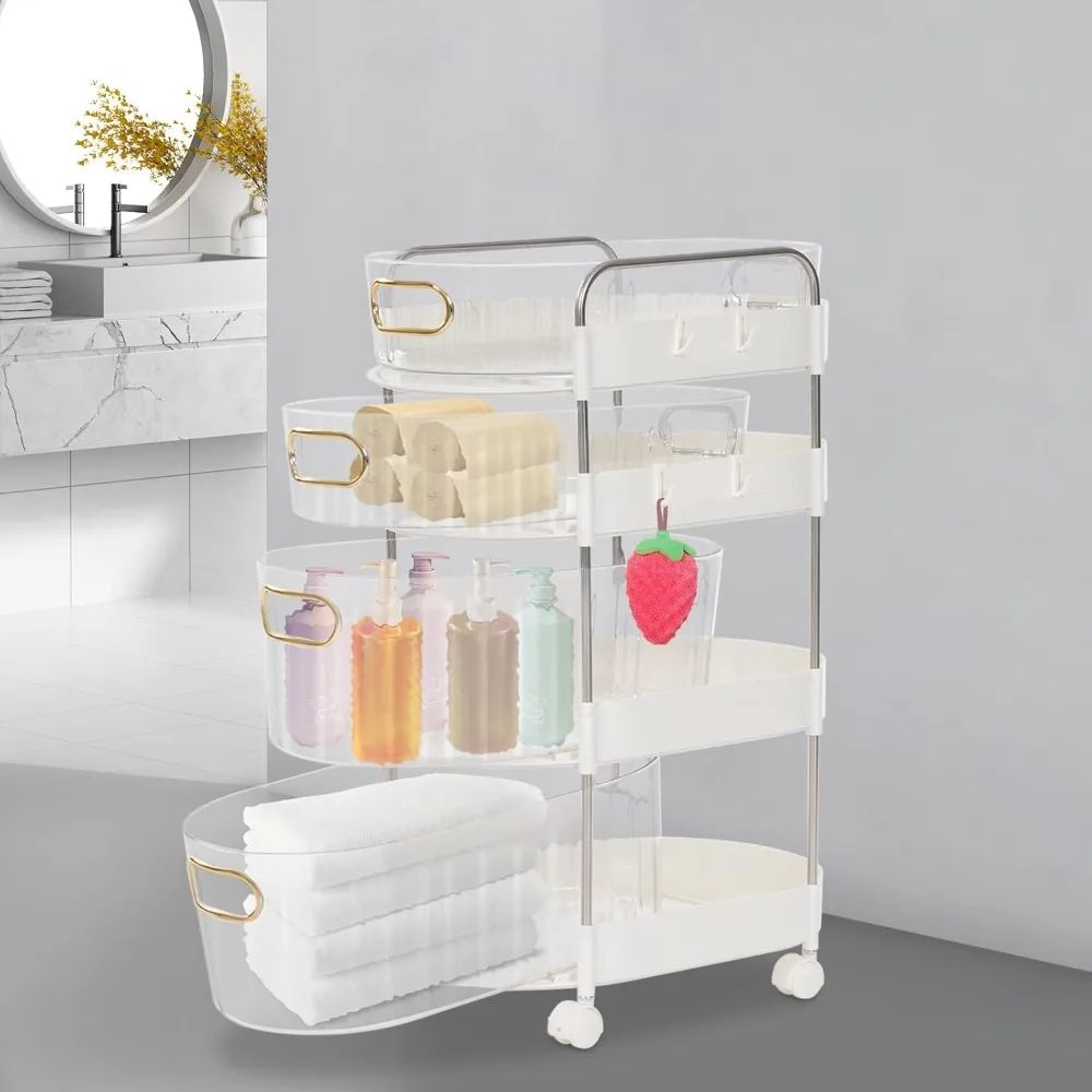 

Drawer Storage Organizer Rolling Cart with Wheels Clear Display Storage Trolley Multi-Functional Utility Cart for Home office