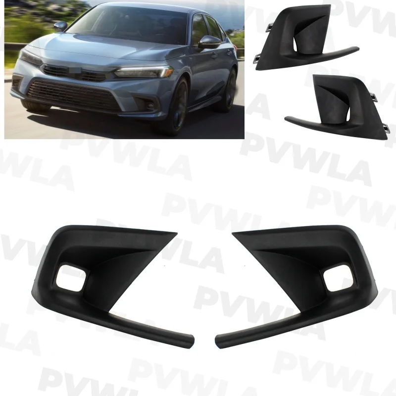 

For Honda 11th Civic 2022 2023 2024 Car accessories Pair Left+ Right Side Fog Light Lamp Grille Cover Housing