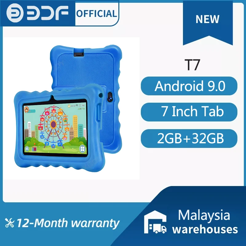 

BDF 7" Kid Tablet Android9.0 2GB 32GB Quad Core WIFI Google Play Children Tablet for kids in Hebrew Kids-proof Case 4000mAH