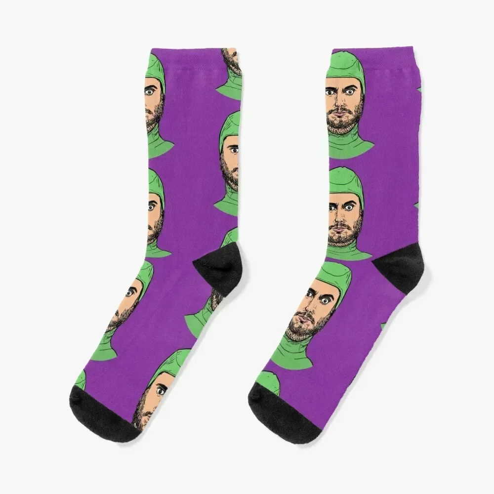 H3H3 Fan Art Ethan Klein Face H3H3 Sticker Portrait H3 Podcast Green Vape Nation Socks Soccer hiking man Socks Women's Men's