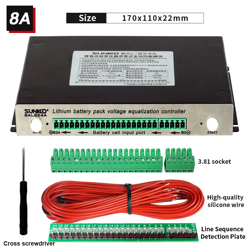 5A 8A Active Equalizer Balancer Adjust Battery Pack Voltage Error 4~24S Li-ion Lifepo4 Lithium Battery Active Equalizer Balancer