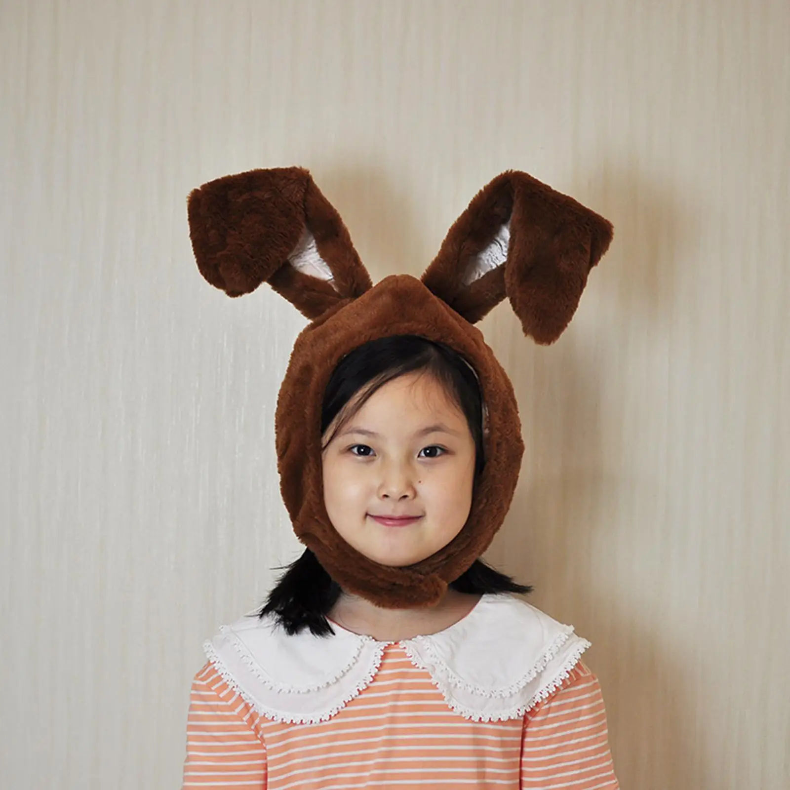 かわいいウサギの耳フード帽子ぬいぐるみ綿動物頭飾り女の子冬コスチューム仮装ステージパフォーマンス用