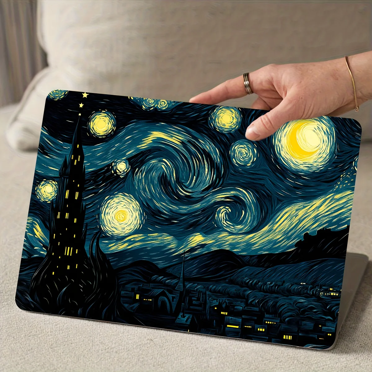 حافظة فنية للكمبيوتر المحمول مكونة من قطعتين من السماء المرصعة بالنجوم، ملصق جلدي عالمي للكمبيوتر المحمول، ملصق جلدي للكمبيوتر المحمول غير قابل لإعادة الاستخدام #5