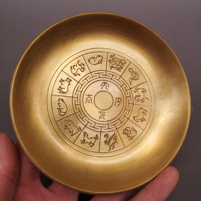 Antiqued Brass Zodiac , Home Living Room Decorative Item, Collectible Bronzeware, Copper Plate
