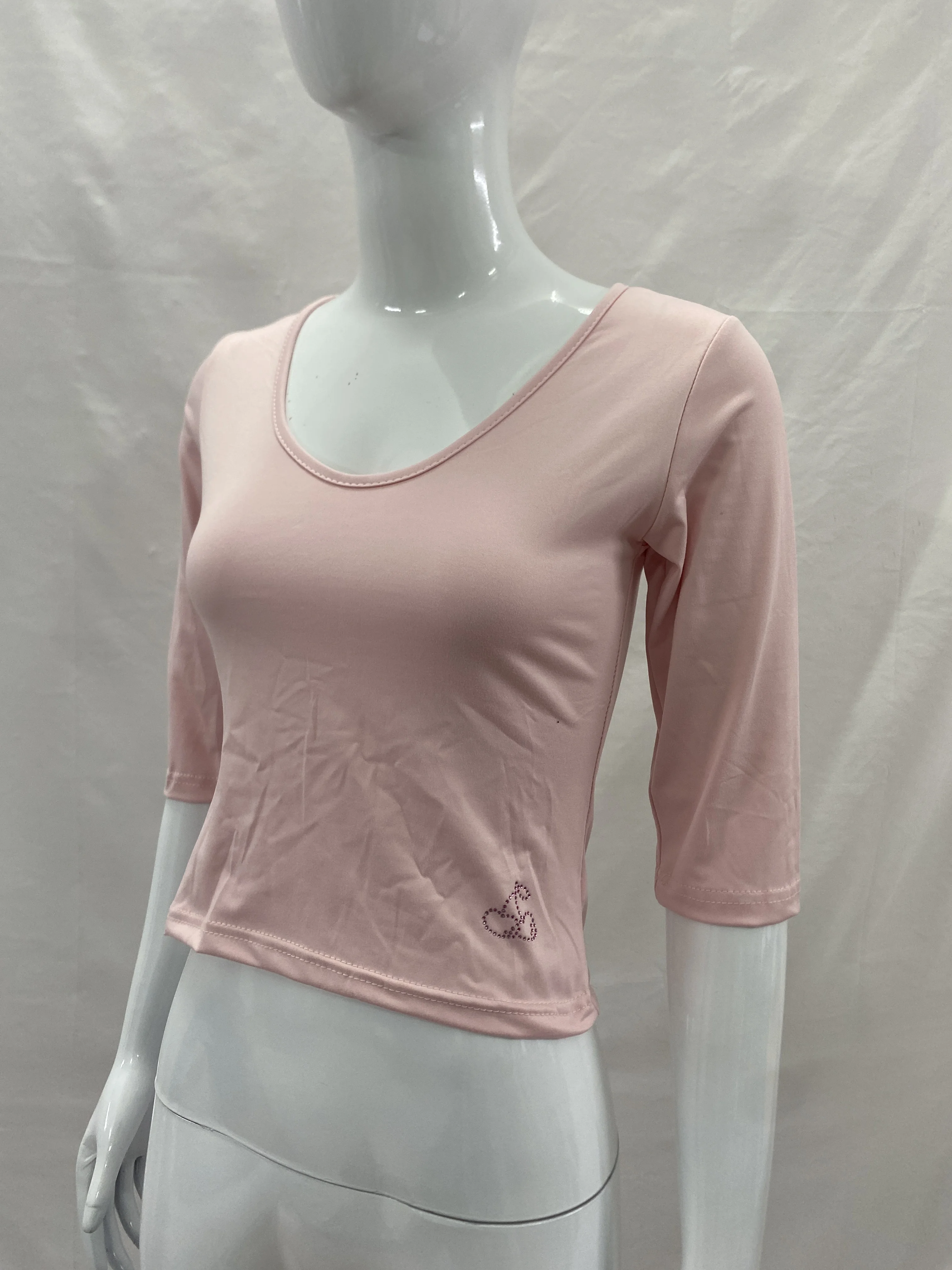 Damen V-Ausschnitt Kurzarm 3/4-Ärmel Crop-Tops, Figurbetont, Y2K Basic T-Shirts für Club, Party, Dating, Urlaub, Streetstyle, Alltagskleidung – Detail 3