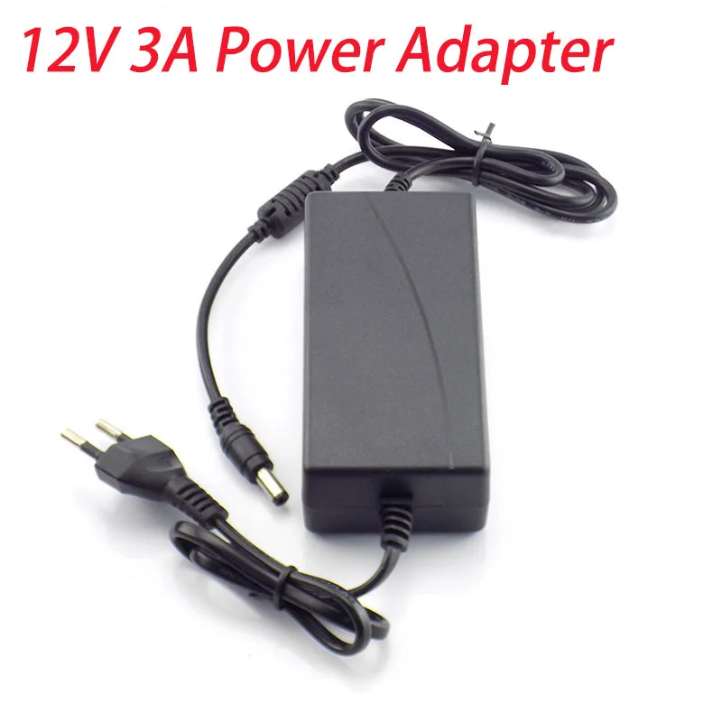 12V 3A 3000mA Power Supply Charger AC to DC 100 - 240V  Charging adapter  US EU Plug 5.5mm x 2.5mm for Led Grow Strip Light Lamp