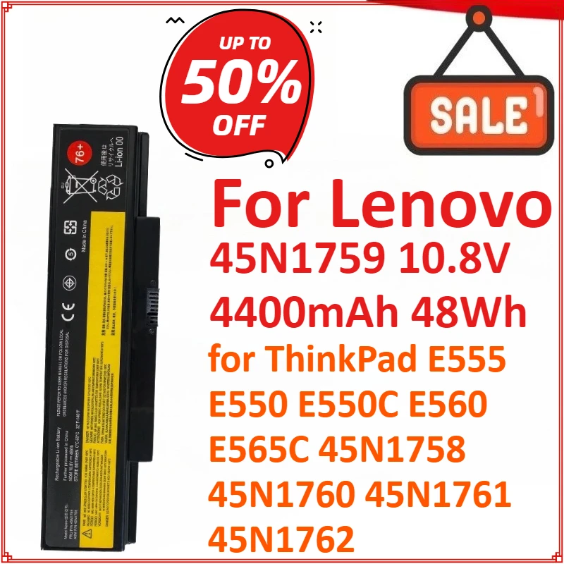 

New 45N1759 10.8V 4400mAh 48Wh Laptop Battery For Lenovo ThinkPad E555 E550 E550C E560 E565C 45N1758 45N1760 45N1761 45N1762