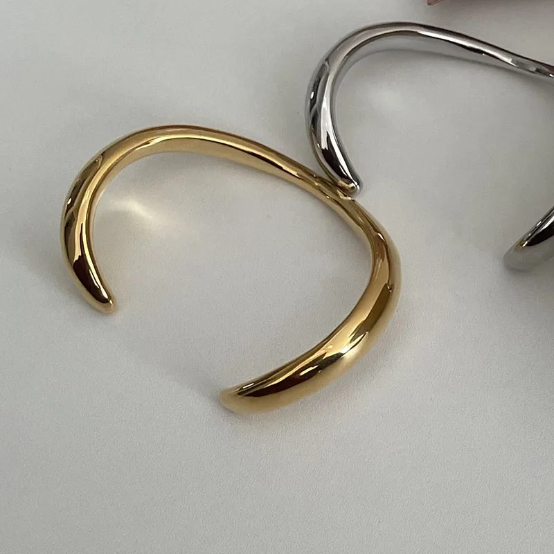 Irregular wave open cuff bangles stainless steel bangles for women minimalist simple jewelry tarnish free jewelry waterproof